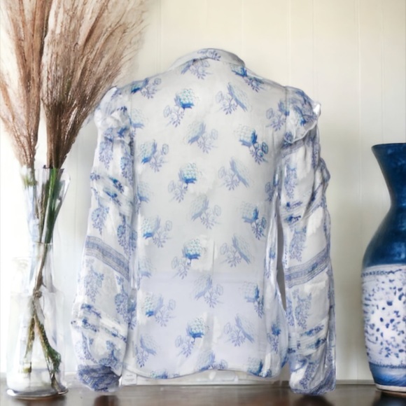 HEMANT AND NANDITA Blue/White Boho Top With Camisole Size Large $275 - Picture 4 of 16